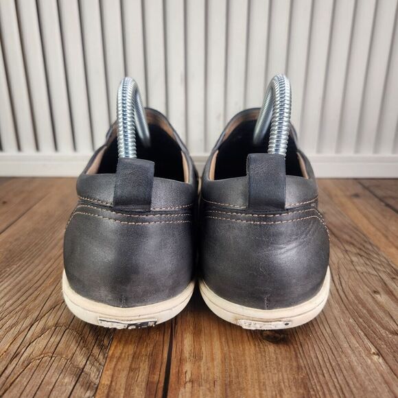 Womens 10 Taos Court Charcoal Gray Leather Perforated Round Toe Loafers Shoes - Picture 4 of 10